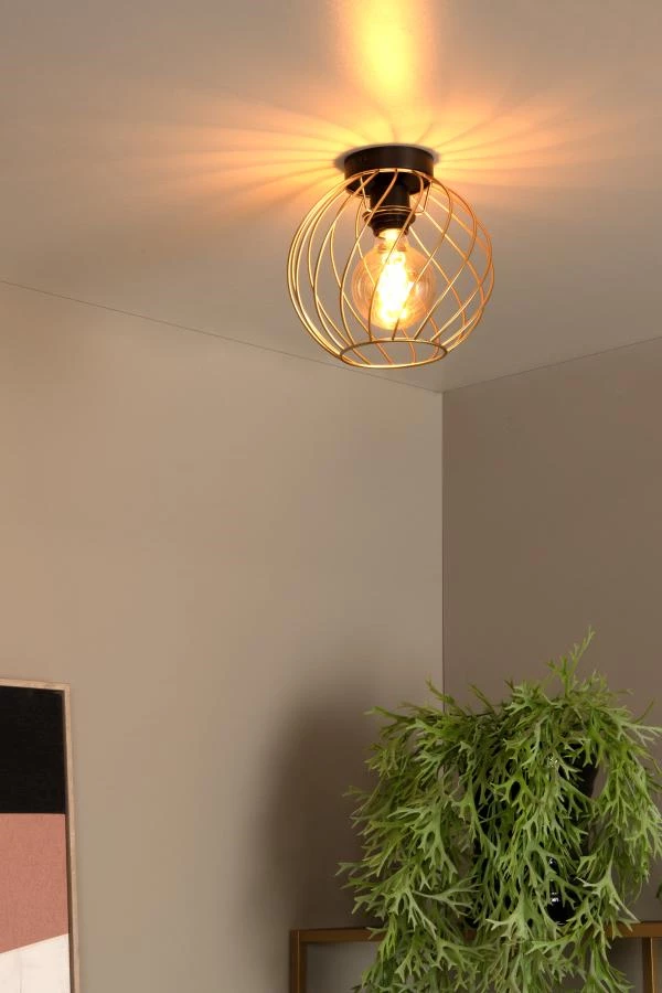 Lucide DANZA - Flush ceiling light - Ø 25 cm - 1xE27 - Matt Gold / Brass - atmosphere 1